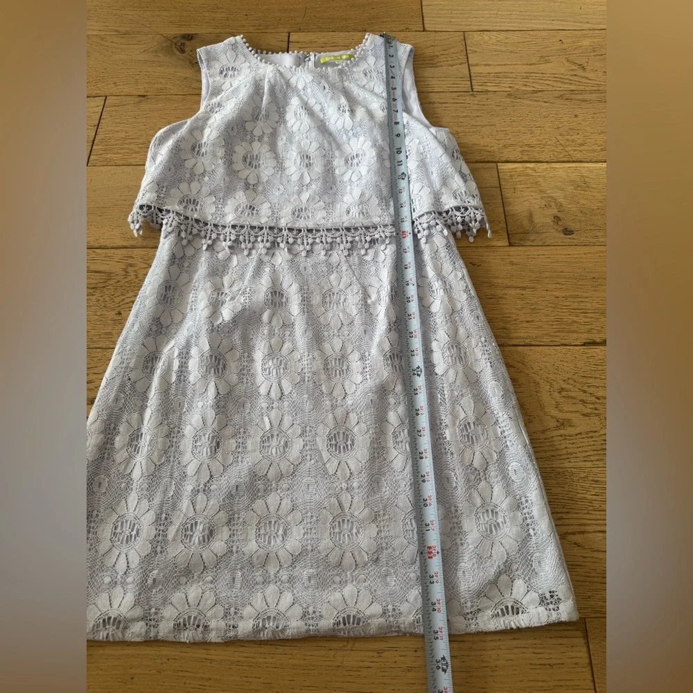 Gianni Bini Lavender Floral Lace Popover‎ Sleeveless Pom Pom Trim Size 10 (705)